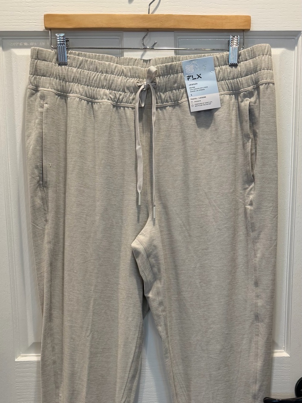 FLX Women's Drawstring Jogger Pants with Pockets- Lightweight Oatmeal Color